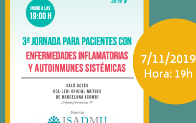 7 noviembre en Barcelona, 3º jornada para pacientes organizada por ISADMU