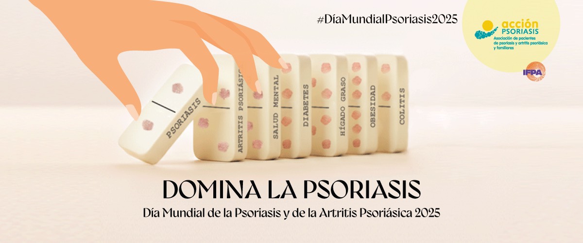 Cartel del día mundial con un dómino y las comorbilidades