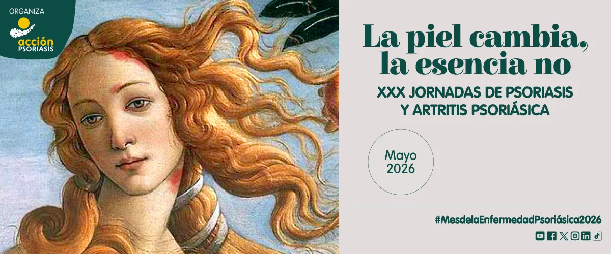 Cartel de las jornadas sobre psoriasis del mes de la psoriasis 2026<br />
